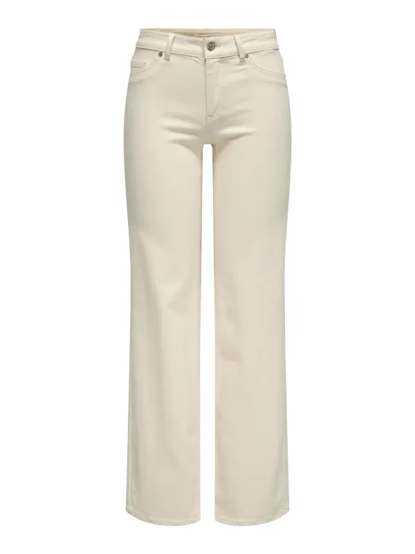 Only Onlblush Midwaist Straight Jeans 30 Ecru