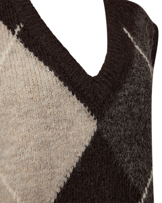 Freequent Fqgrslulu Argyle Strikkevest Brun/Beige