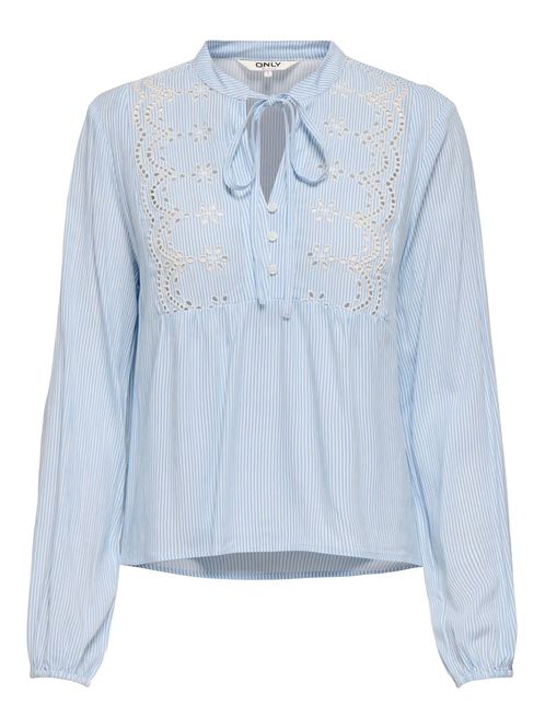 Hovedbilde Only Onllennyo Brodert Bluse Lyseblå