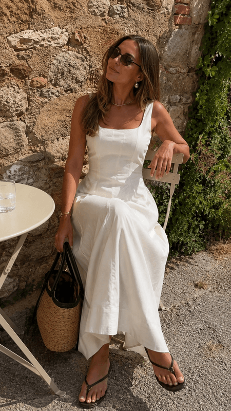 Vero Moda Vmlotus Maxikjole Elegant Kjole i Bomull Hvit