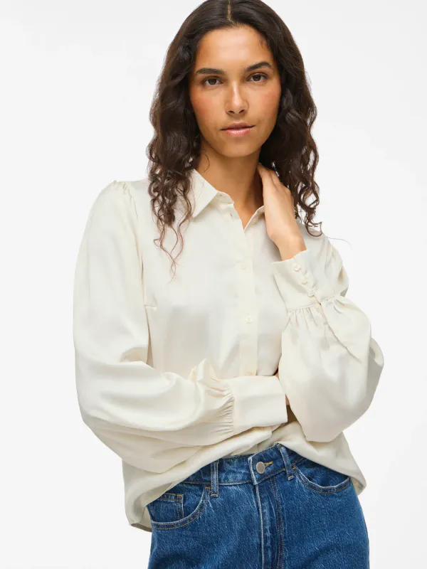 Vila Vienna Sateng Bluse Offwhite