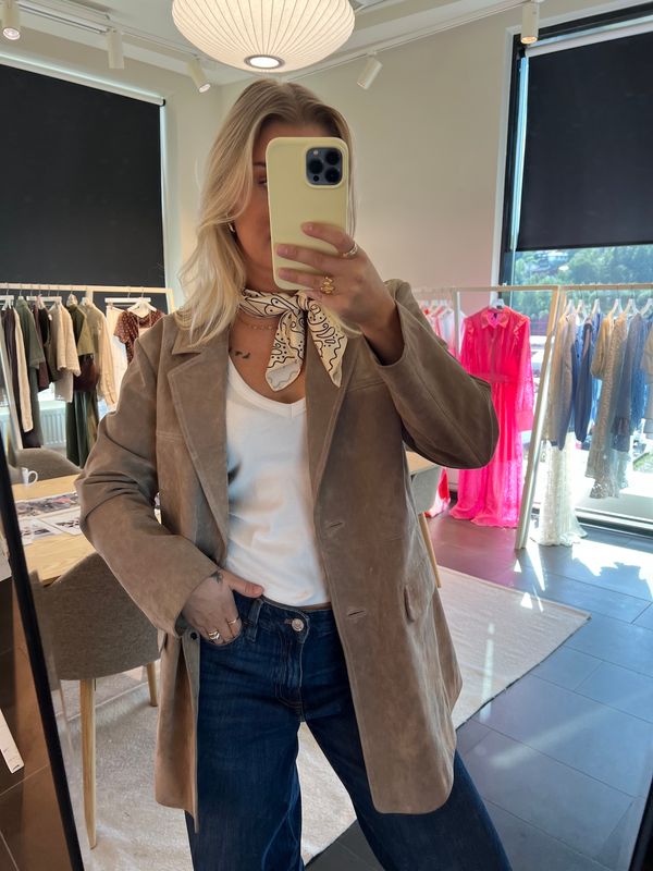 Vero Moda Vmpernille Semsket Ekte Skinnblazer Beige