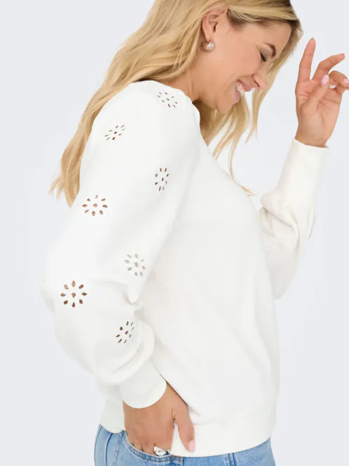 Hovedbilde Only Onlfemme Sweatshirt Hvit Broderi