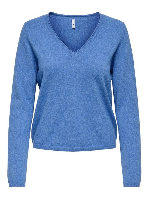 Hovedbilde Only Onlloyal V-hals Strikkegenser Blå
