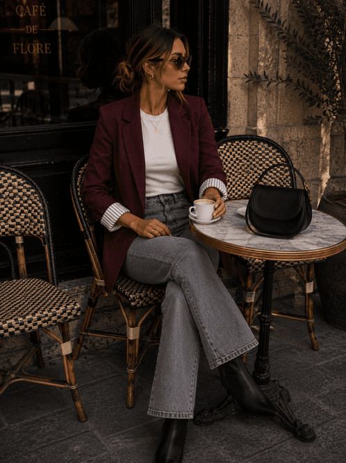 Hovedbilde Vila Vibonnie Blazer Stripete Oppbrett Burgunder