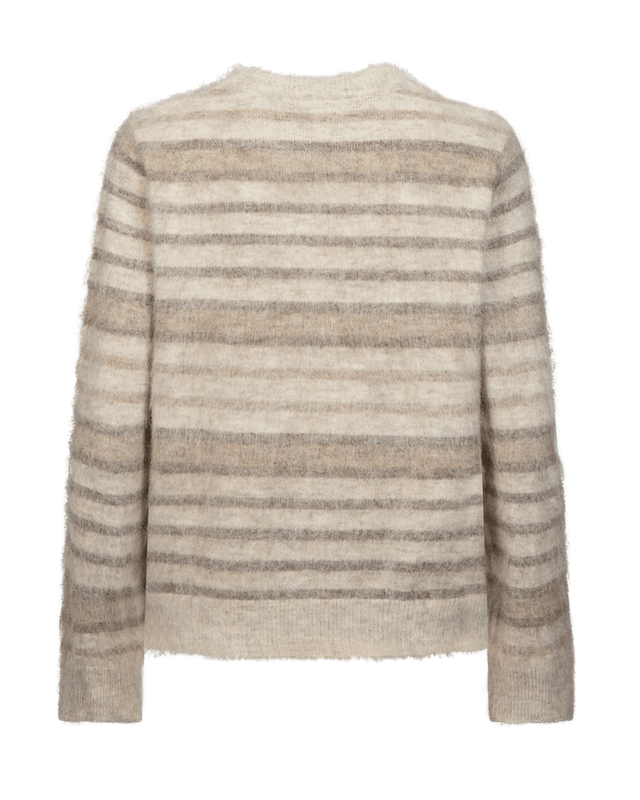 Freequent Fqlippi Fluffy Stripete Strikkegenser Beige
