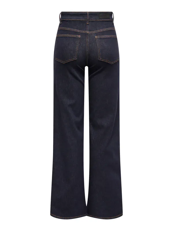 Only Onlmadison Blush Highwaist Wide Stay Blue Jeans Dk.Blue 32