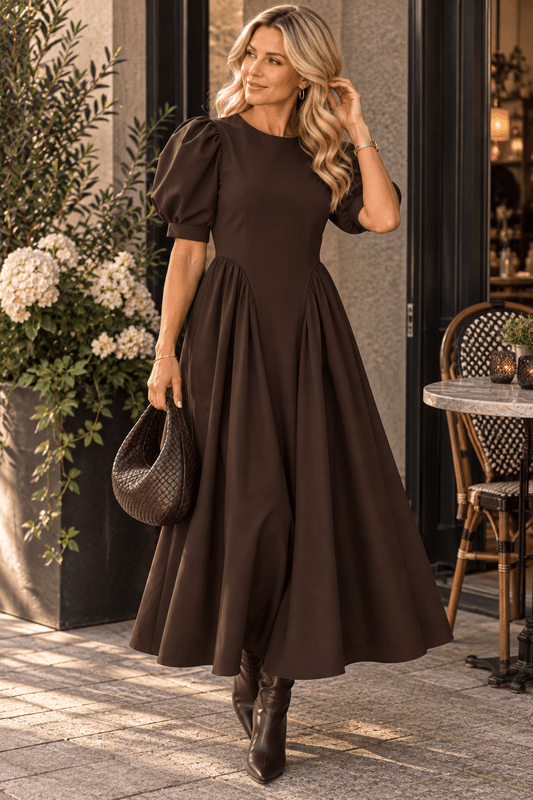 Vero Moda Vmsally Lang Kjole Puffermer Brun