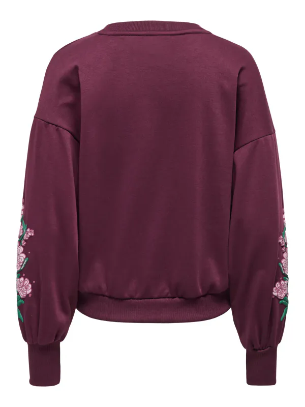 Only Onlbrooke Flower Sweatshirt Burgunder
