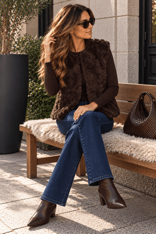 Vila Vidorte Fuskepelsvest Brun