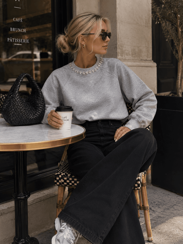 Only Onljett Sweatshirt Strass Grå (Forhåndsbestilling)