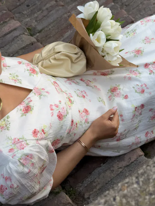 Hovedbilde Vero Moda Vmbella Wrap Kjole Blomstrete Midikjole ...