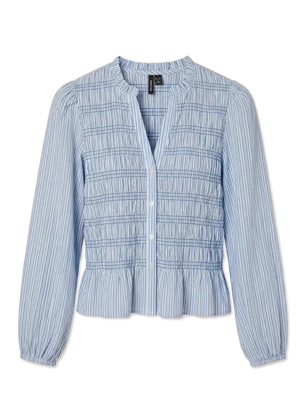Vero Moda Vmemery Smock Topp Lyseblå Stripet