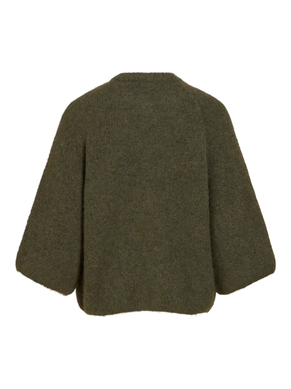 Vila Vibows Strikket Cardigan 3/4 Ermer Grønn
