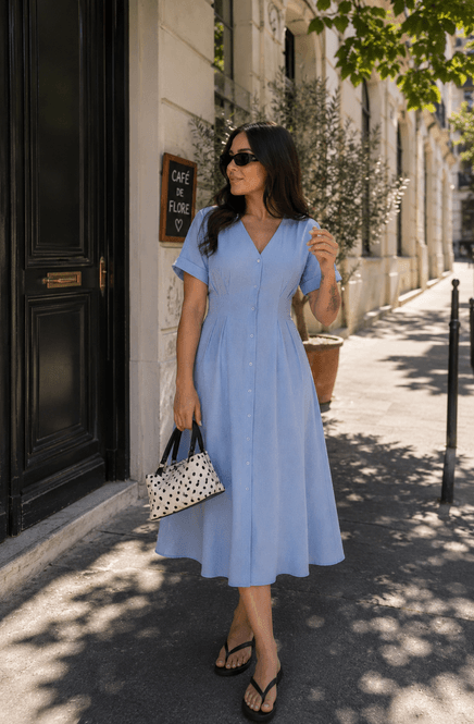 Hovedbilde Vero Moda Vmada Pleat Midi Kjole Lyseblå