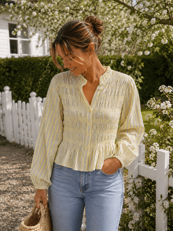 Vero Moda Vmemery Smock Topp Gul Stripet