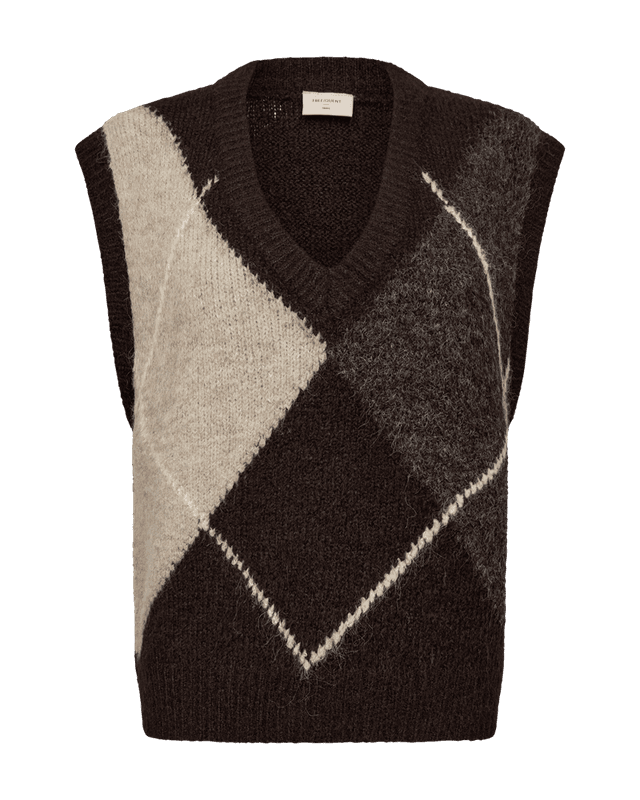 Freequent Fqgrslulu Argyle Strikkevest Brun/Beige