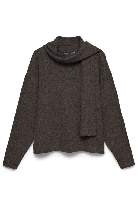 Vero Moda Vmgiana Strikkegenser Med Skjerf Brun