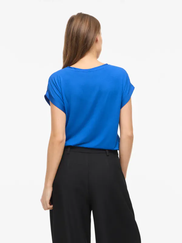 Vila Viellette Satin Top Kongeblå