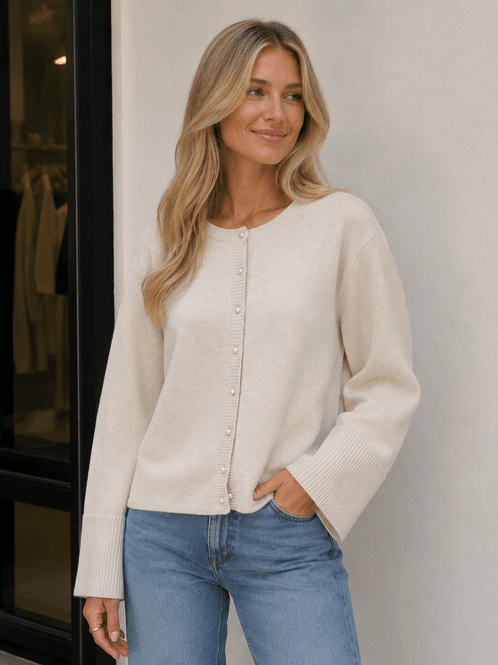 Hovedbilde Aware Awmariann Cardigan Beige Myk Strikkegenser