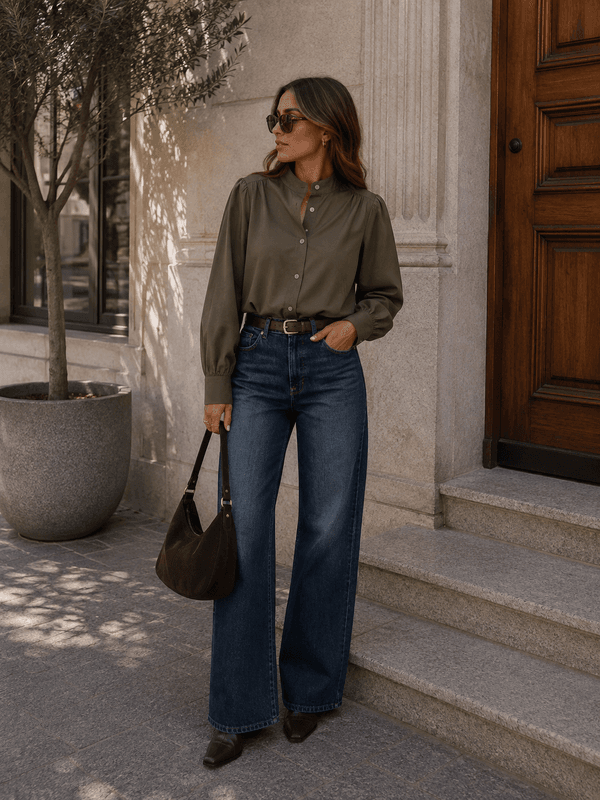 Only Onlmadison Blush High Waist Wide Jeans Dk.Blue 32