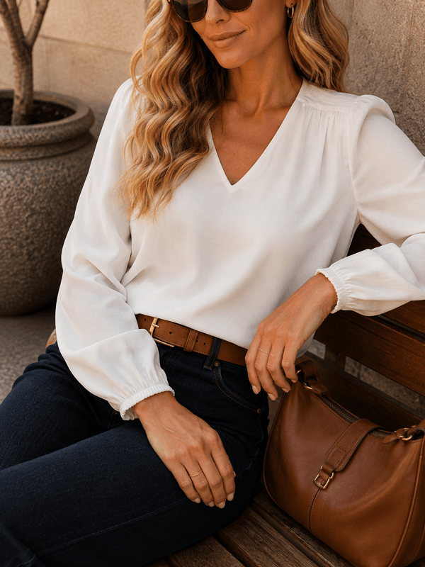 Vila Vielette Satengbluse Offwhite