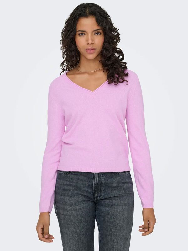 Only Onlloyal V-hals Strikkegenser Rosa