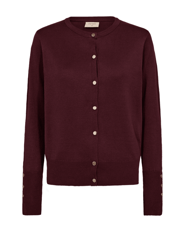 Freequent Fqkatie Cardigan Med Gullknapper Burgunder