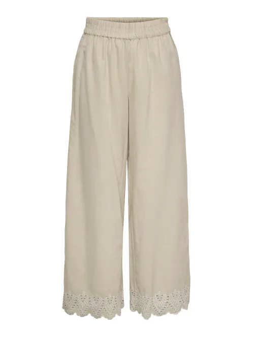 Hovedbilde Only Onlpaula Tulum Bukse Beige Broderidetaljer